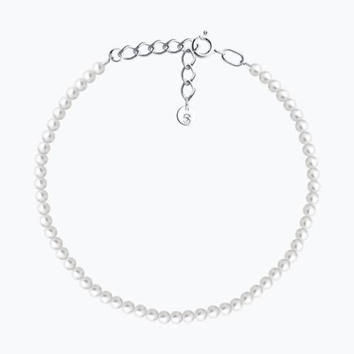 Браслет из серебра с синтетическим жемчугом - видео на модели