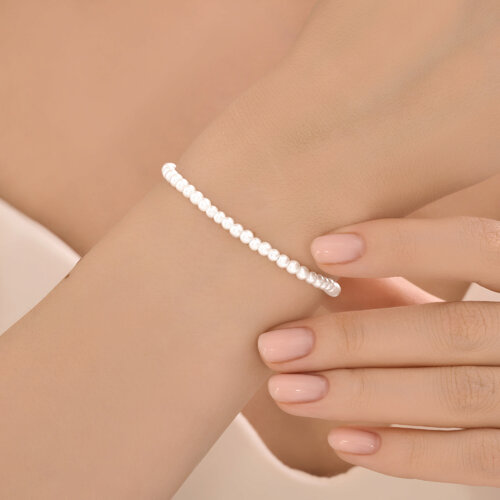 Браслет из серебра с синтетическим жемчугом из серебро — вид 4