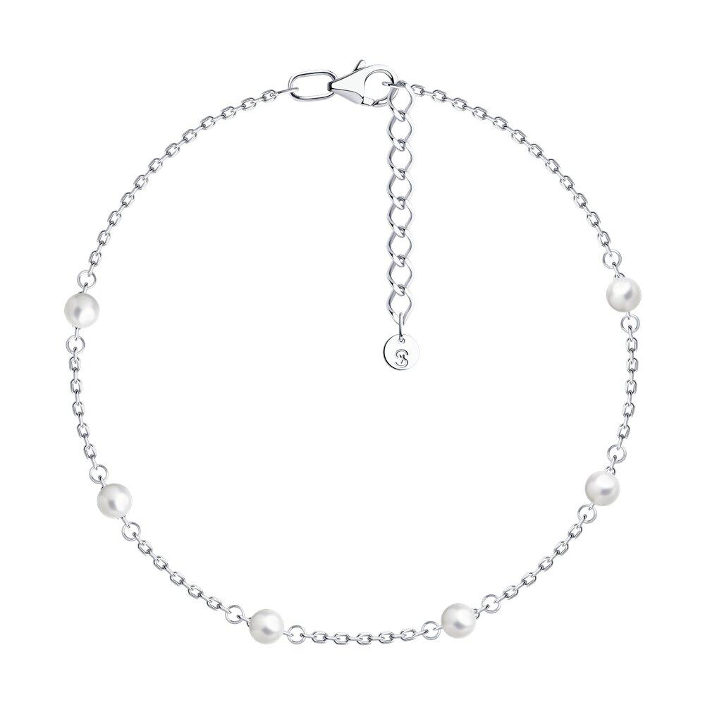 Браслет из серебра с синтетическим жемчугом