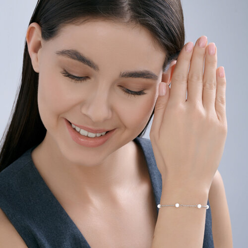 Браслет на ногу из серебра с синтетическим жемчугом из серебро — вид 5