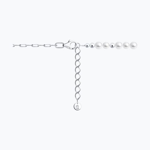 Браслет из серебра с синтетическим жемчугом и фианитом из серебро — вид 2