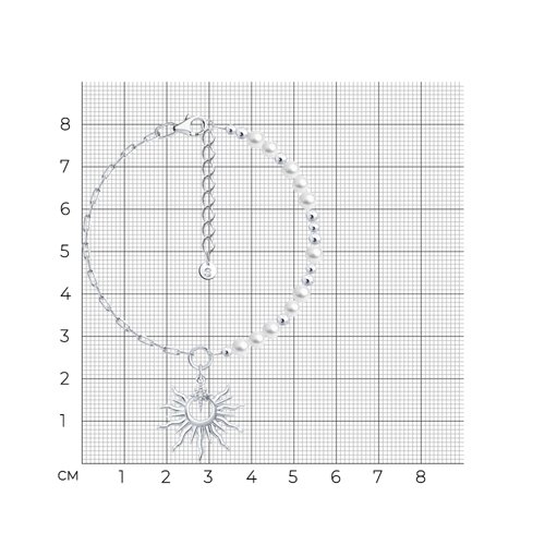 Браслет из серебра с синтетическим жемчугом и фианитом из серебро — вид 5