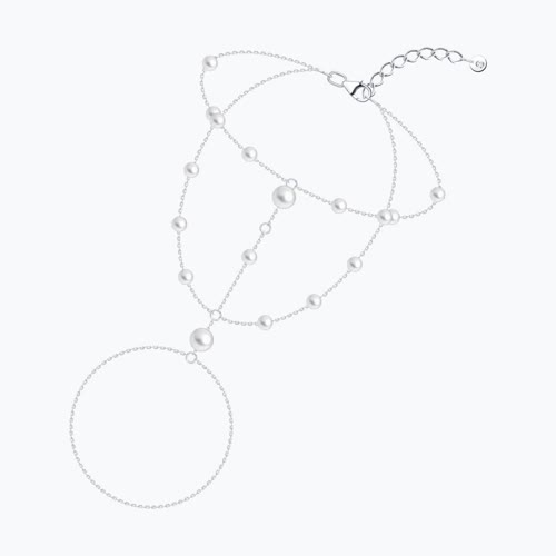 Браслет из серебра с синтетическим жемчугом - видео на модели