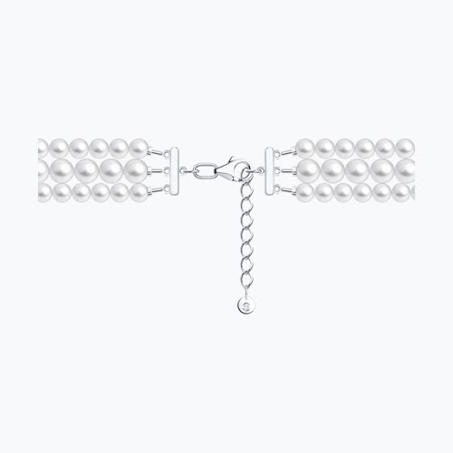 Браслет из серебра с синтетическим жемчугом и фианитами из серебро — вид 2