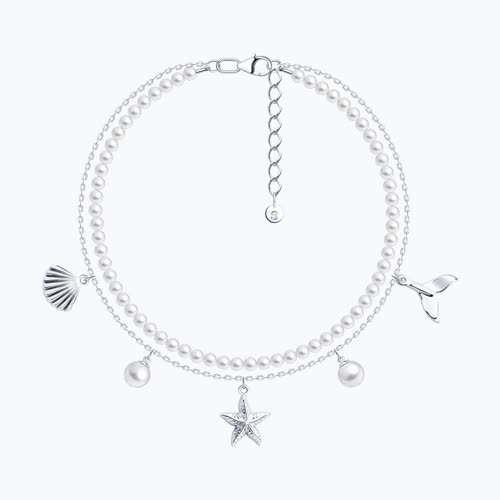 Браслет из серебра с синтетическим жемчугом из серебро