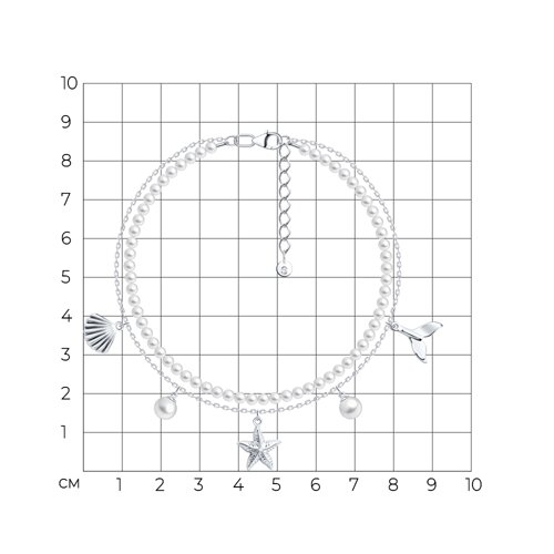 Браслет из серебра с синтетическим жемчугом из серебро — вид 3