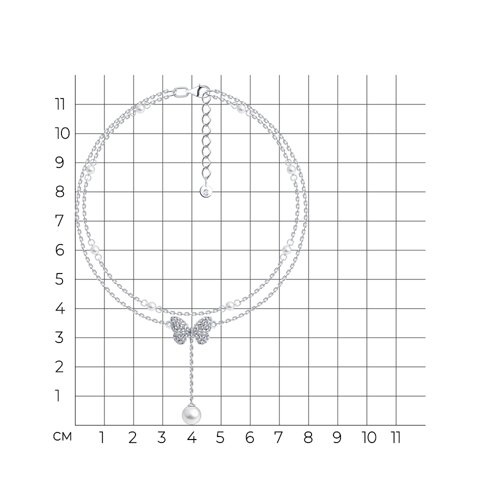 Браслет из серебра с синтетическим жемчугом и фианитами из серебро — вид 2