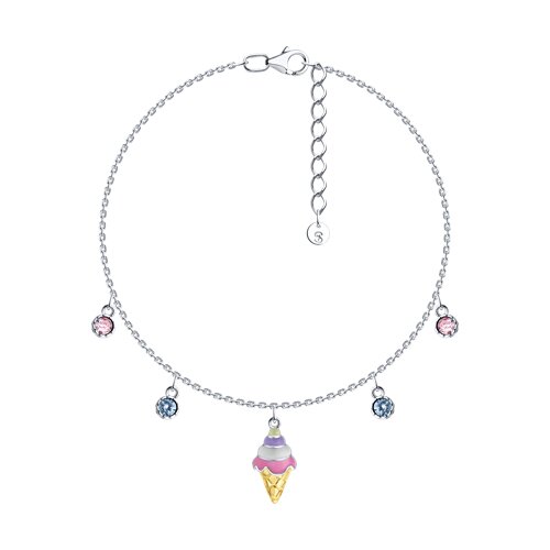 Браслет из серебра с фианитами и эмалью