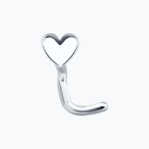 Украшение из серебра в форме сердца для пирсинга носа из серебро — вид 2