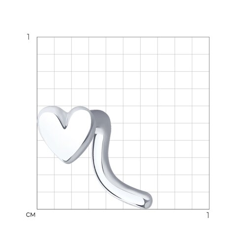 Украшение из серебра в форме сердца для пирсинга носа из серебро — вид 3