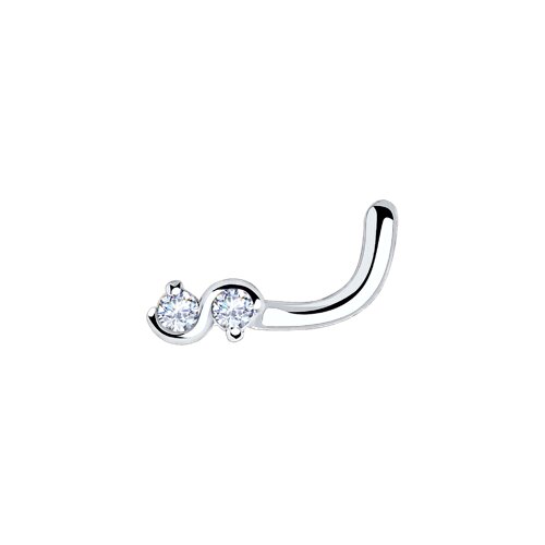 Пирсинг в нос бесконечность из серебра с фианитами - видео