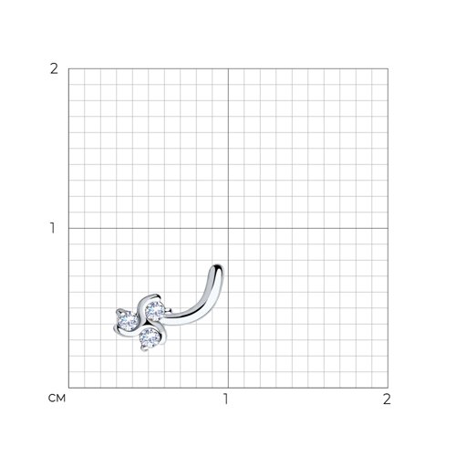 Пирсинг в нос из серебра с фианитами из серебро — вид 2