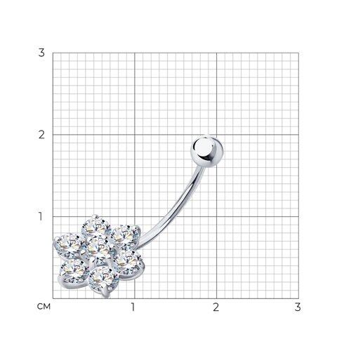 Пирсинг в пупок из серебра с фианитами из серебро — вид 2