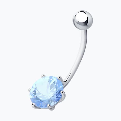 Пирсинг в пупок из серебра с фианитом из серебро