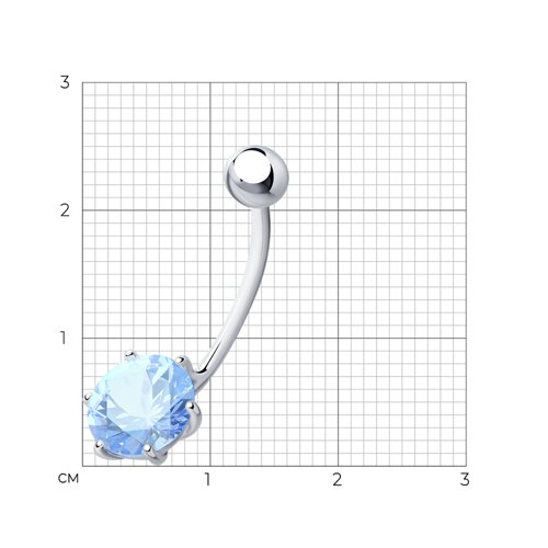 Пирсинг в пупок из серебра с фианитом из серебро — вид 3