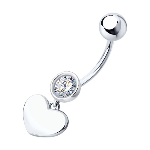 Пирсинг в пупок из серебра с фианитом - видео