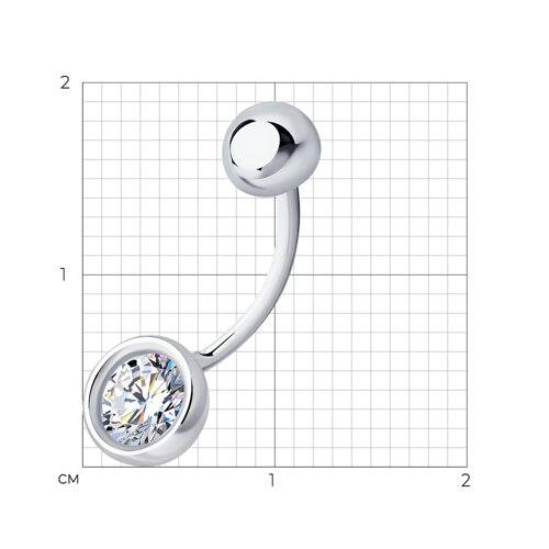 Пирсинг в пупок из серебра с фианитом из серебро — вид 2
