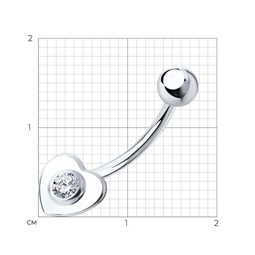 Пирсинг в пупок из серебра с фианитом из серебро — вид 2
