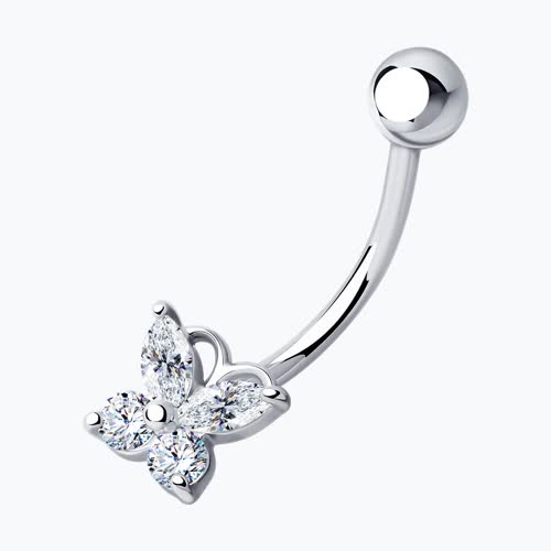 Пирсинг из серебра с фианитами из серебро