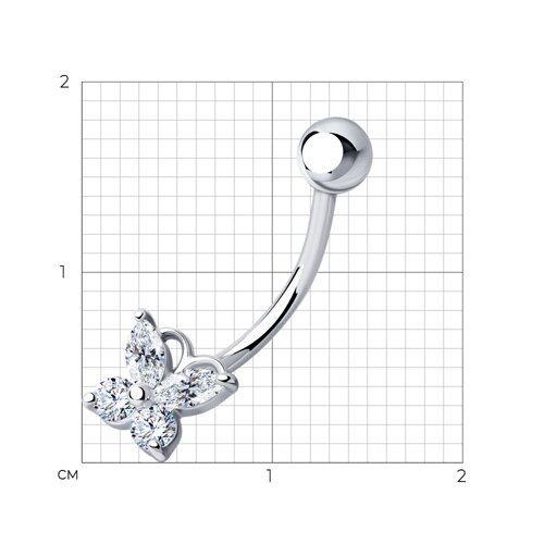 Пирсинг из серебра с фианитами из серебро — вид 2