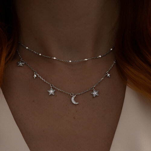 Колье из серебра с фианитами и эмалью из серебро — вид 2