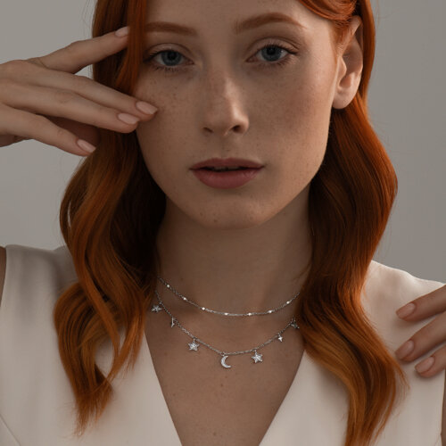 Колье из серебра с фианитами и эмалью из серебро — вид 3