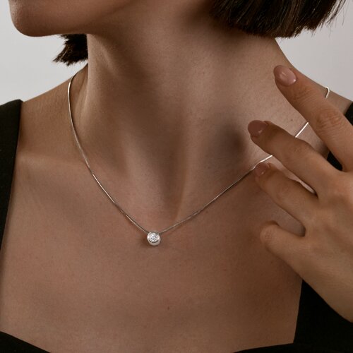 Колье из серебра с фианитом из серебро — вид 3