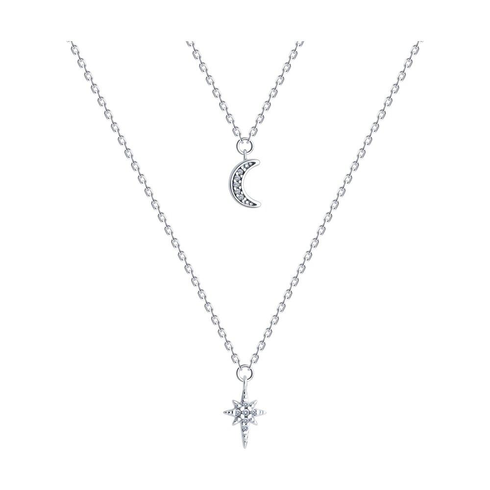 Колье из серебра с фианитами - видео на модели