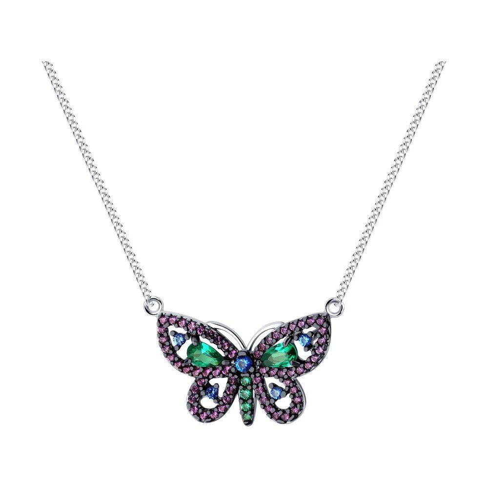 Колье из серебра с фианитами - видео на модели