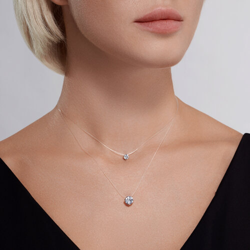 Колье на леске из серебра с фианитами из серебро — вид 3