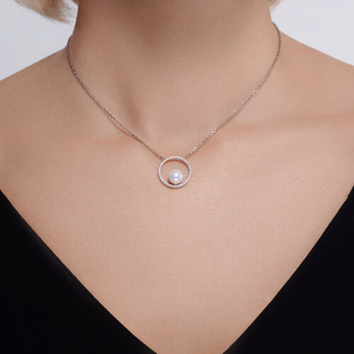 Колье из серебра с жемчугом и фианитами из серебро — вид 3