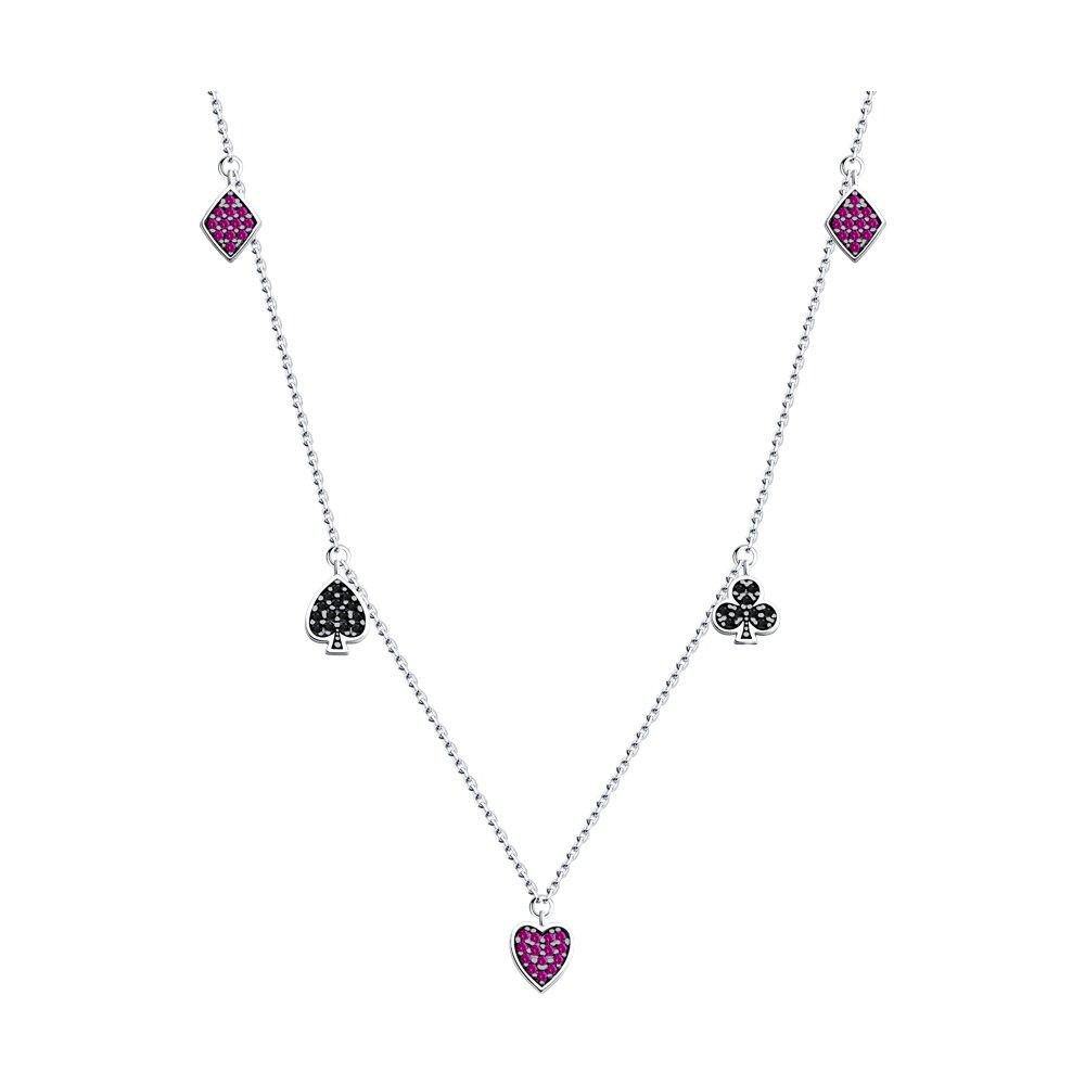 Колье из серебра с корундами и фианитами - видео на модели