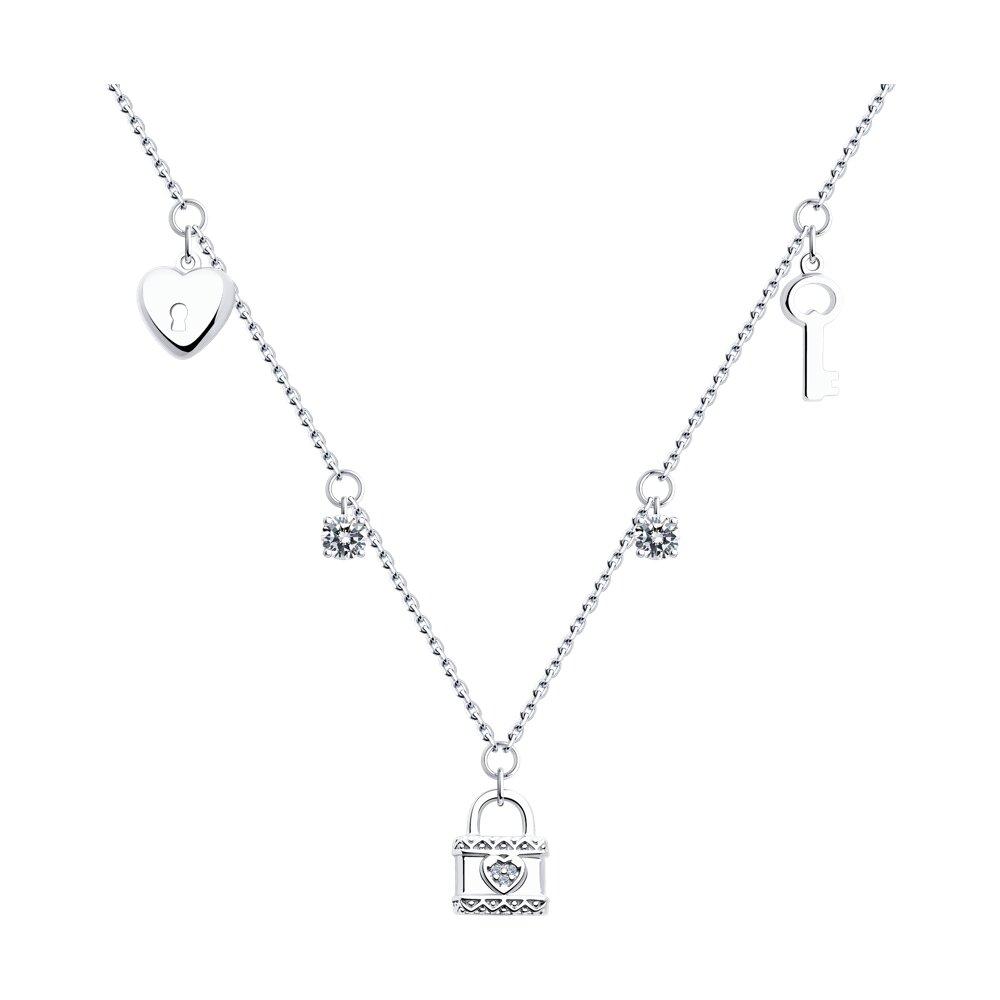 Колье из серебра с фианитами - видео на модели