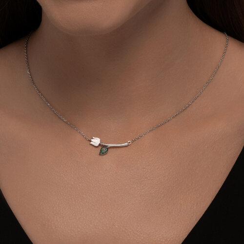 Колье из серебра с фианитами и эмалью из серебро — вид 3