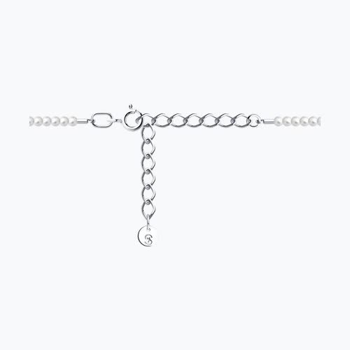 Колье из серебра с синтетическим жемчугом и фианитами из серебро — вид 2