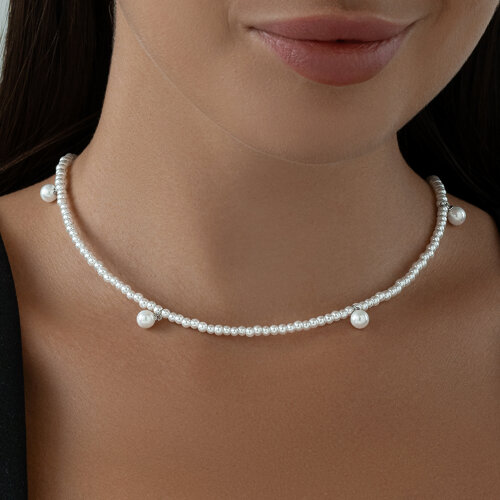 Колье из серебра с синтетическим жемчугом из серебро — вид 3