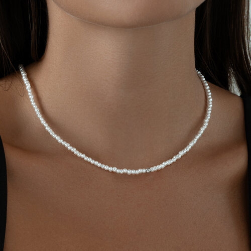 Колье из серебра с синтетическим жемчугом из серебро — вид 3