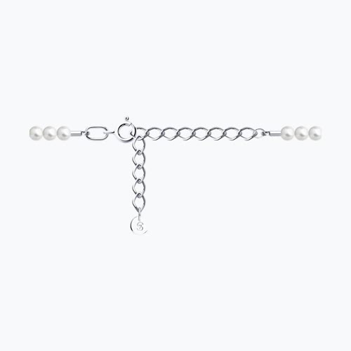 Колье из серебра с синтетическим жемчугом и фианитами из серебро — вид 2