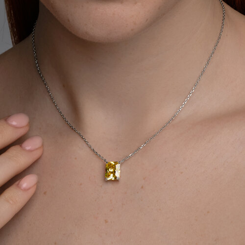 Колье из серебра с фианитом из серебро — вид 3