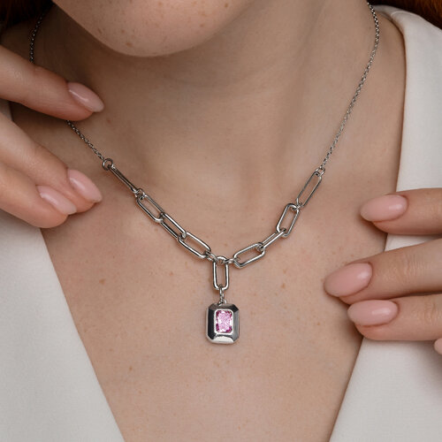 Колье из серебра с фианитом из серебро — вид 3