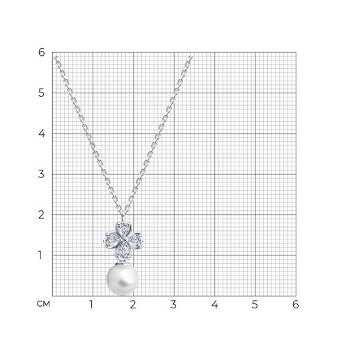 Колье из серебра с синтетическим жемчугом и фианитами из серебро — вид 4