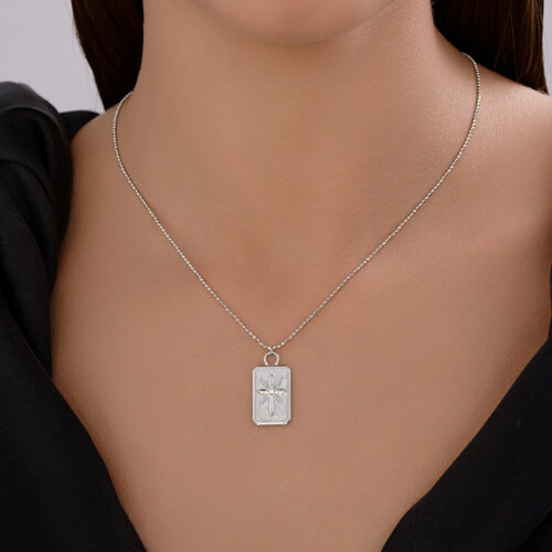 Колье из серебра с фианитом и эмалью из серебро — вид 3