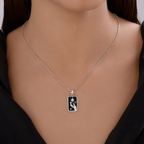 Колье из серебра с фианитом и эмалью из серебро — вид 3