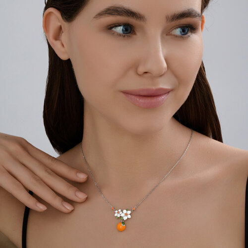 Колье из серебра с фианитами и эмалью из серебро — вид 4