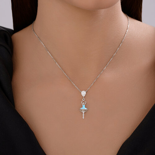 Колье из серебра с фианитом и эмалью из серебро — вид 3