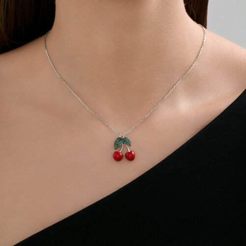 Колье из серебра с фианитами и эмалью из серебро — вид 4