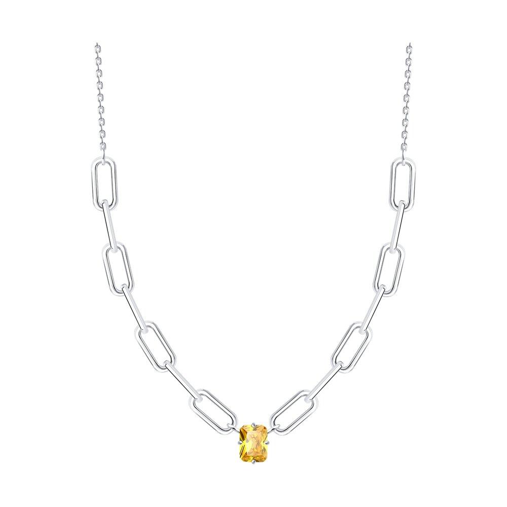 Колье из серебра с фианитом - видео на модели