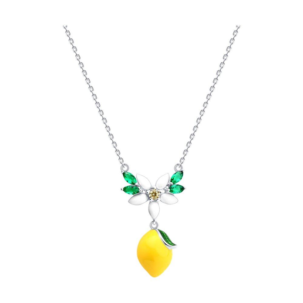 Колье из серебра с фианитами и эмалью - видео на модели