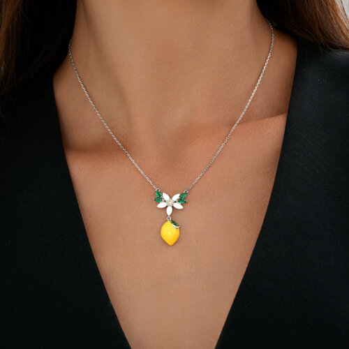 Колье из серебра с фианитами и эмалью из серебро — вид 3