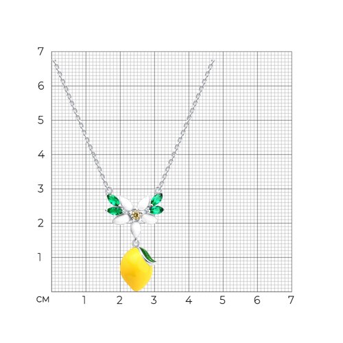 Колье из серебра с фианитами и эмалью из серебро — вид 4